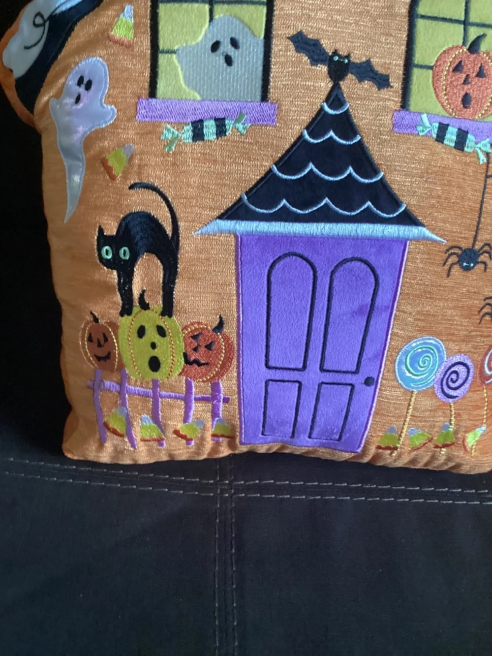 New Isaac Mizrahi Halloween Haunted House Decorative Pillow -17x18”